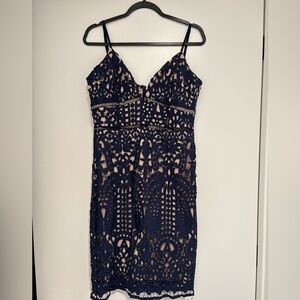 Just Me Size L Navy Blue Dress